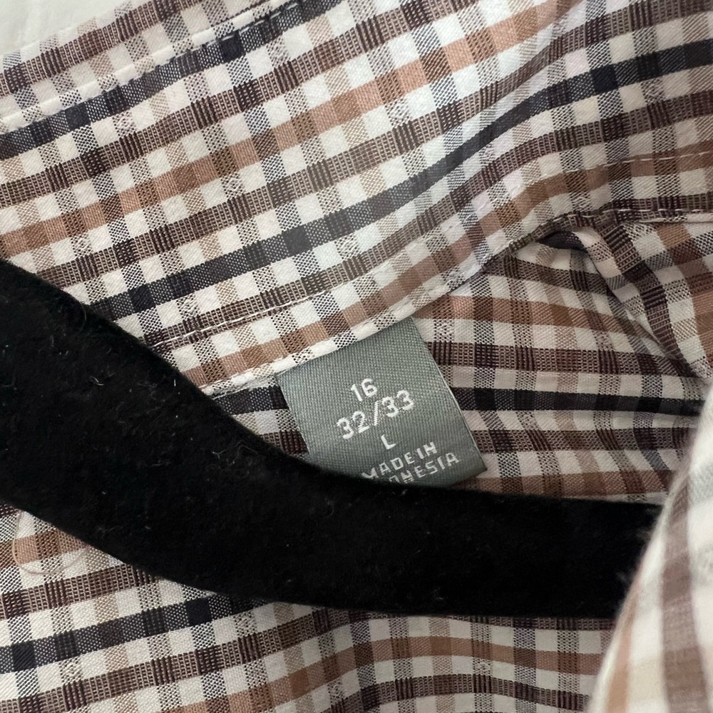 Michael Kors Slim Fit Button Down Shirt Brown Travel Stretch 16‎ 32/33 Large - Picture 5 of 5